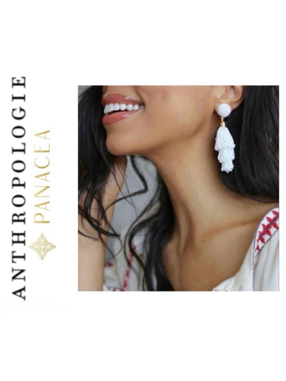 NWT Anthropologie Panacea White Beaded
Earrings